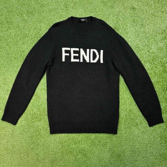Mens Fendi Designer Crew Sweater Spellout Size XL - Picture 1 of 8